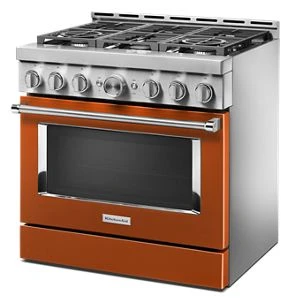 KitchenAid® 36'' Smart Commercial-Style Gas Range with 6 Burners KFGC506JSC