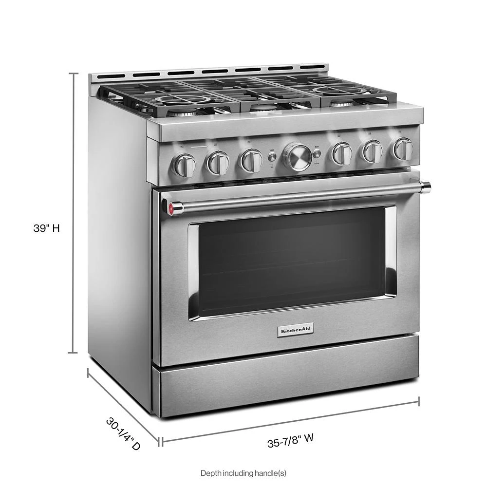 36'' Smart Commercial-Style Gas Range with 6 Burners KFGC506JSS