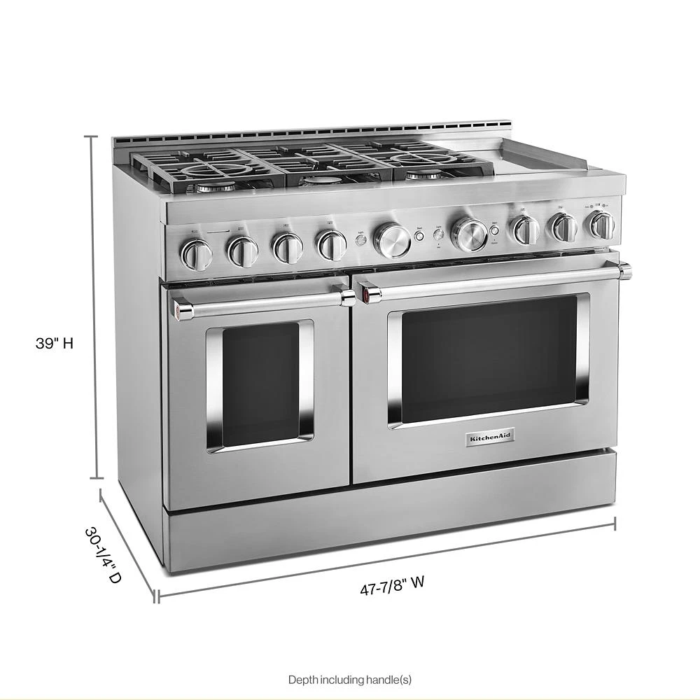48'' Smart Commercial-Style Gas Range with Griddle KFGC558JSS