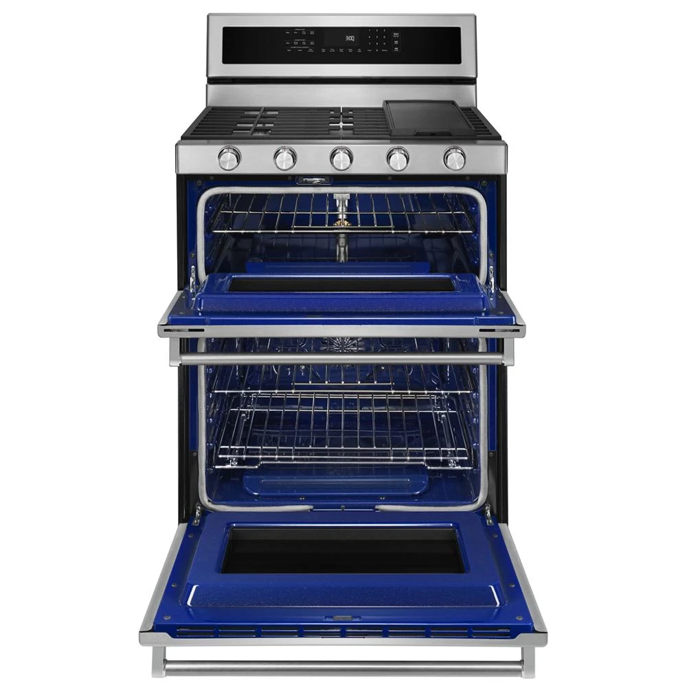 30" 5 Burner Gas Double Oven Convection Range view 3