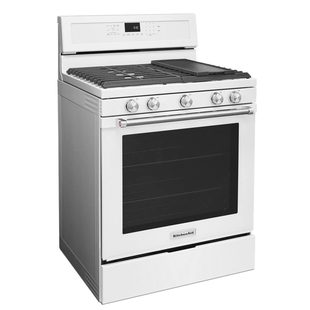 30-Inch 5-Burner Gas Convection Range KFGG500EWH, product image 3 of 15