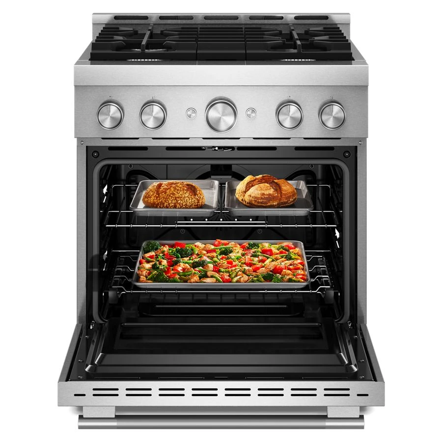Kitchenaid® 30-inch 4 Burner Commercial-style Gas Range With No Preheat Air Fry Mode KFGS930SSS