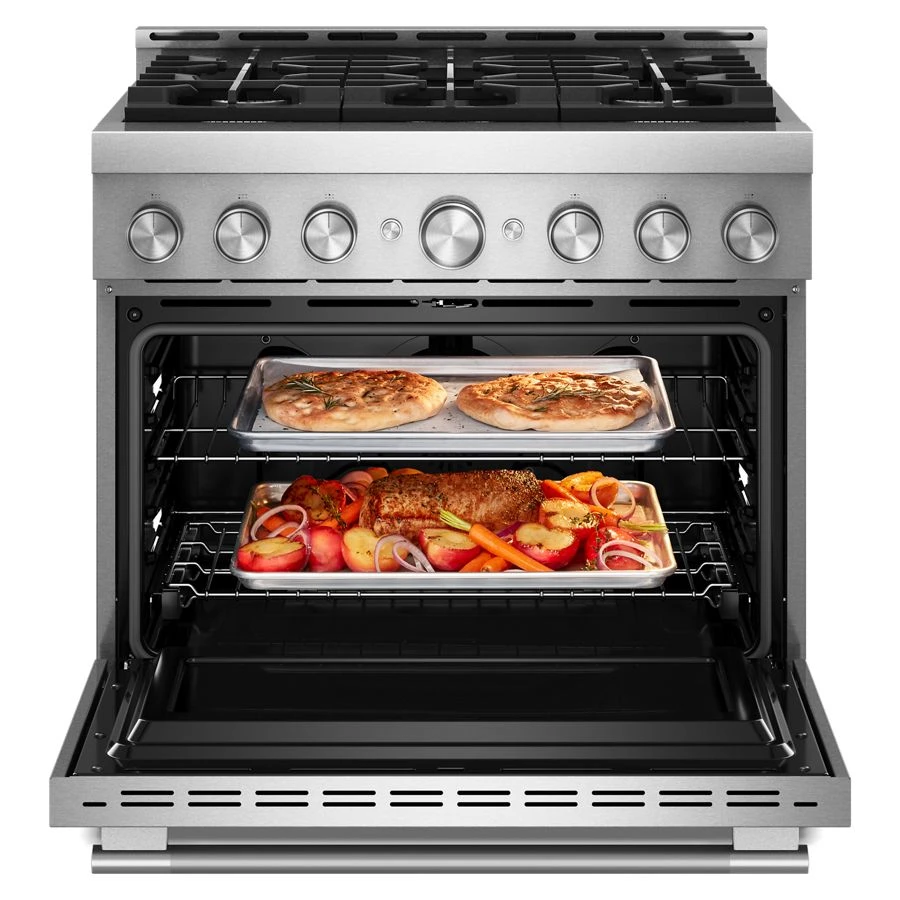 Kitchenaid® 36-inch 6 Burner Commercial-style Gas Range With No Preheat Air Fry Mode KFGS936SSS