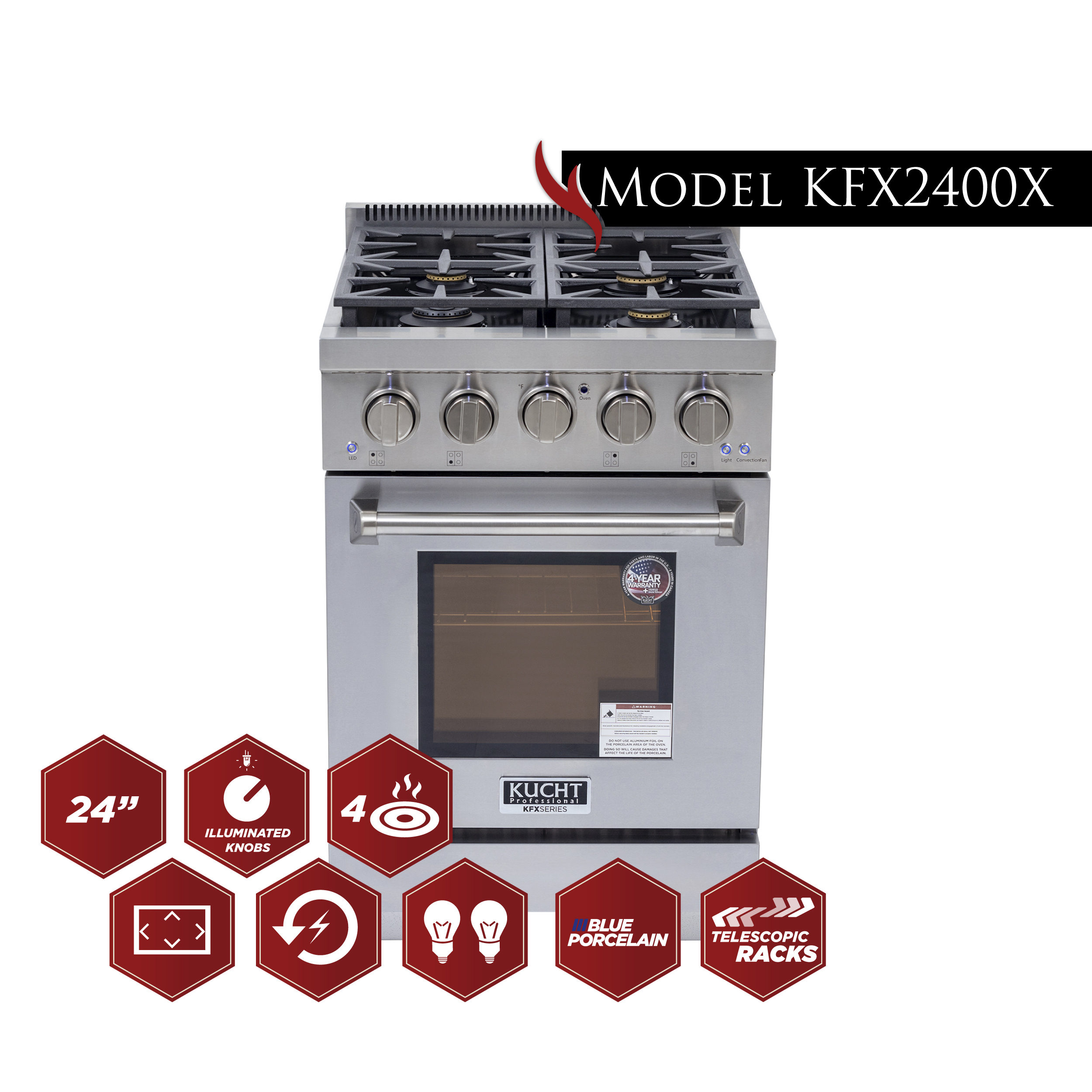 Our smaller prostyle gas range KFX2400XLP
