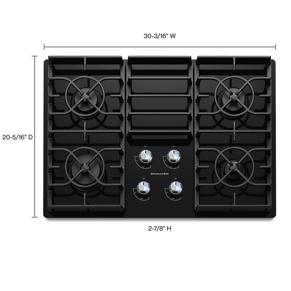 30-Inch 4 Burner Gas Cooktop, Architect Series II KGCC506RBL