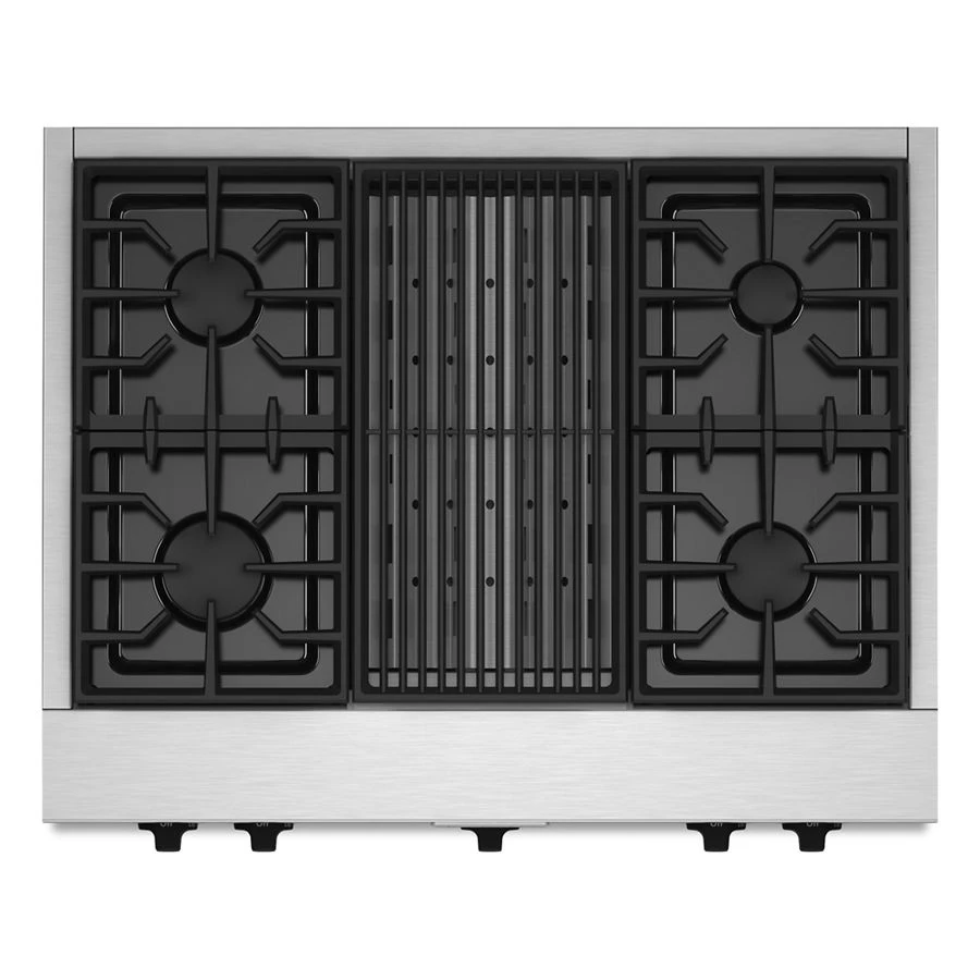 36-Inch 4 Burner with Grill, Gas Rangetop, Commercial-Style view 3