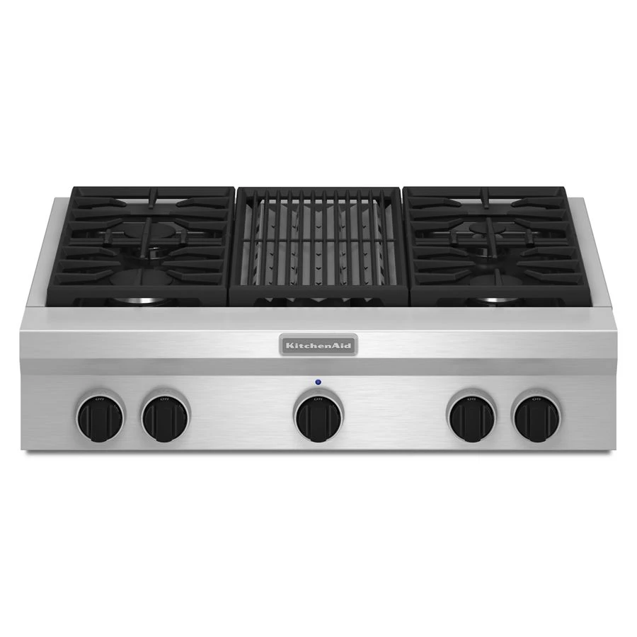 36-Inch 4 Burner with Grill, Gas Rangetop, Commercial-Style view 4