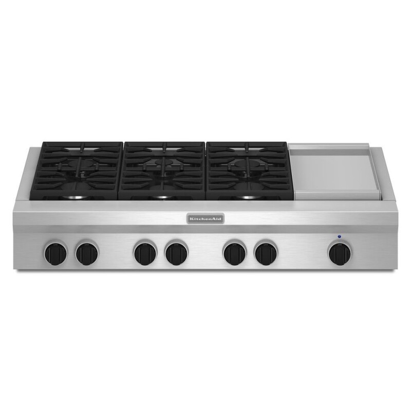 KitchenAid 48-Inch 6 Burner with Griddle, Gas Rangetop, Commercial-Style Stainless Steel KGCU483VSS Picture 1