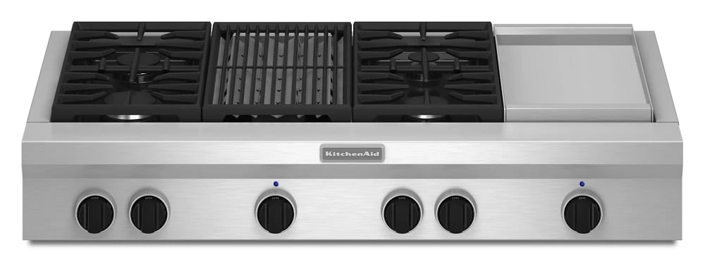48-Inch 4 Burner Gas Rangetop, Commercial-Style KGCU484VSS