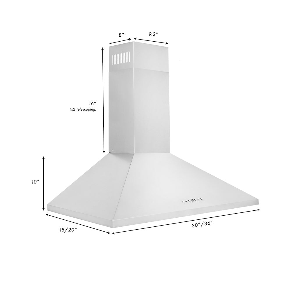 36 In. Convertible Vent Wall Mount Range Hood In Stainless Steel KL236