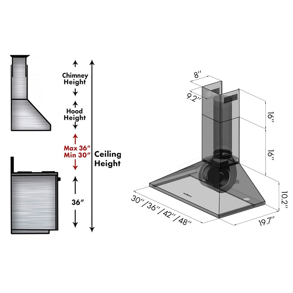 42 In. Convertible Vent Wall Mount Range Hood In Stainless Steel KL242
