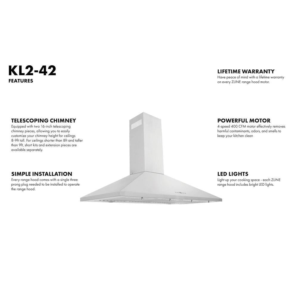 42 In. Convertible Vent Wall Mount Range Hood In Stainless Steel KL242