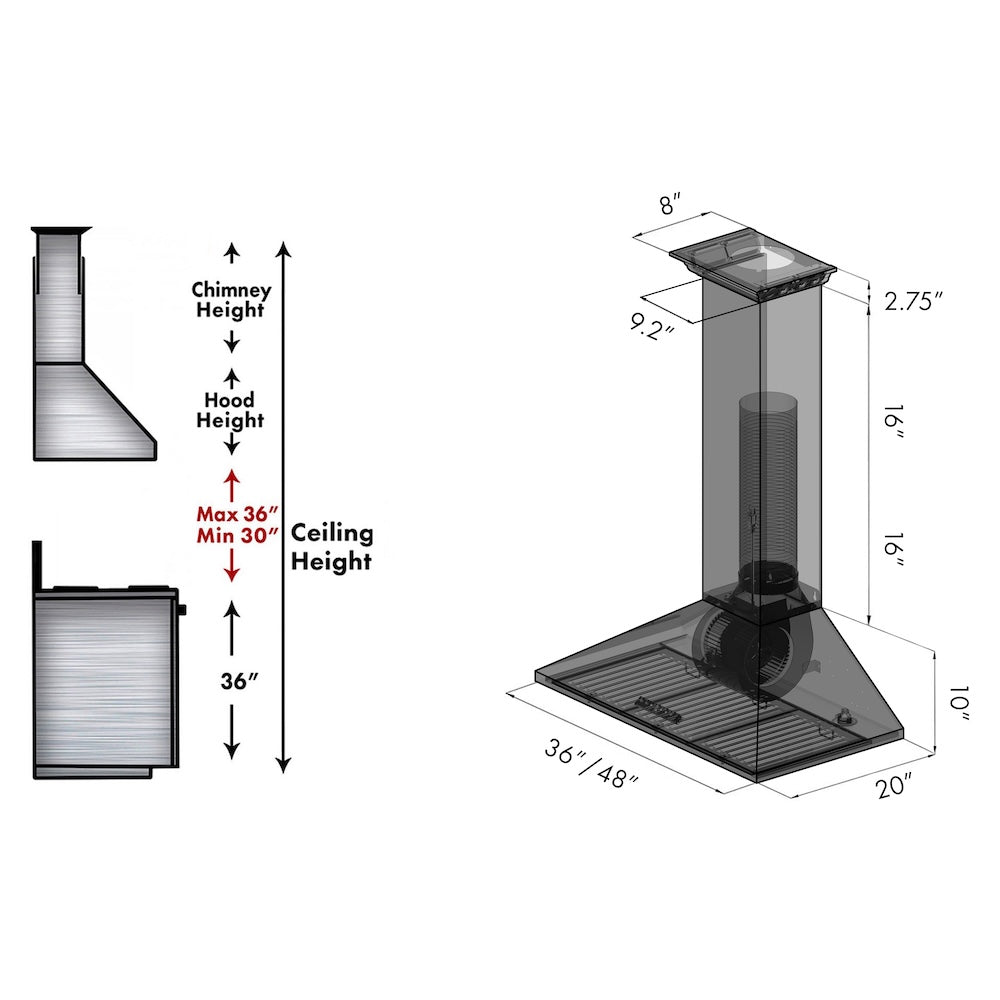 36 In. Crownsound™ Ducted Vent Wall Mount Range Hood In Stainless Steel With Built-in Bluetooth Speakers KL2CRNBT36