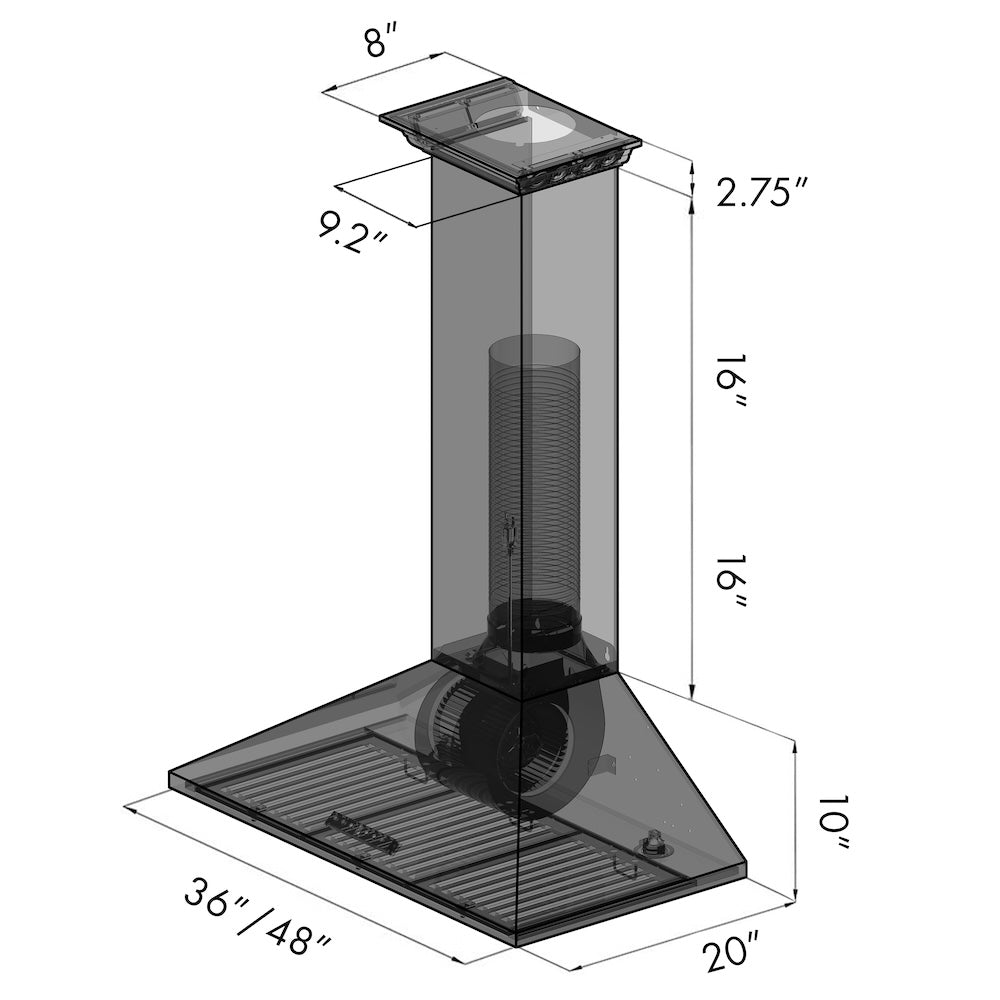 36 In. Crownsound™ Ducted Vent Wall Mount Range Hood In Stainless Steel With Built-in Bluetooth Speakers KL2CRNBT36