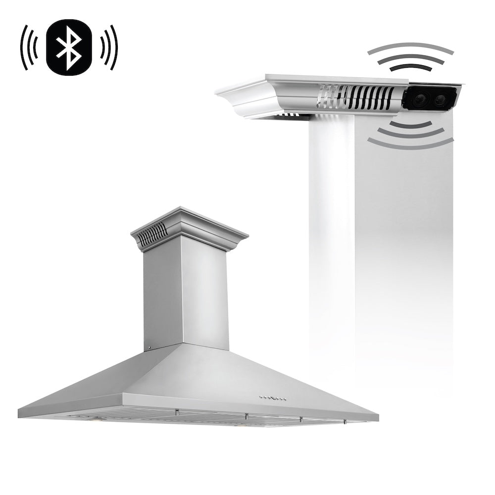 48 In. Crownsound™ Ducted Vent Wall Mount Range Hood In Stainless Steel With Built-in Bluetooth Speakers KL2CRNBT48