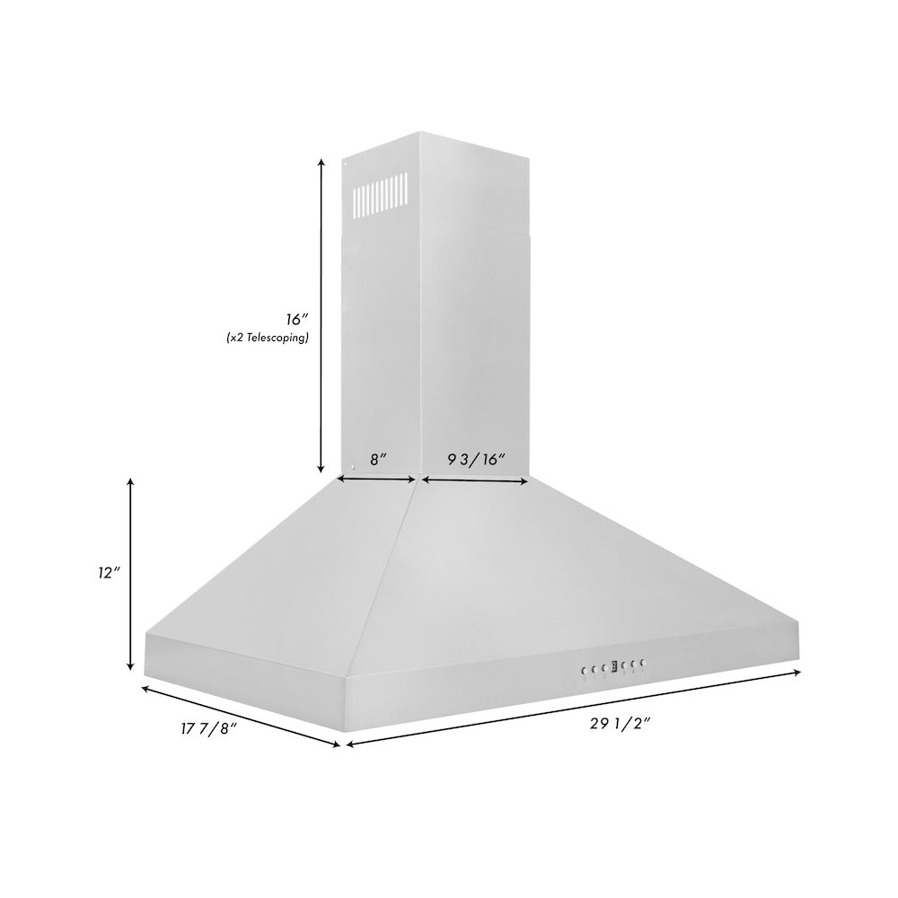30 In. Convertible Vent Wall Mount Range Hood In Stainless Steel KL330