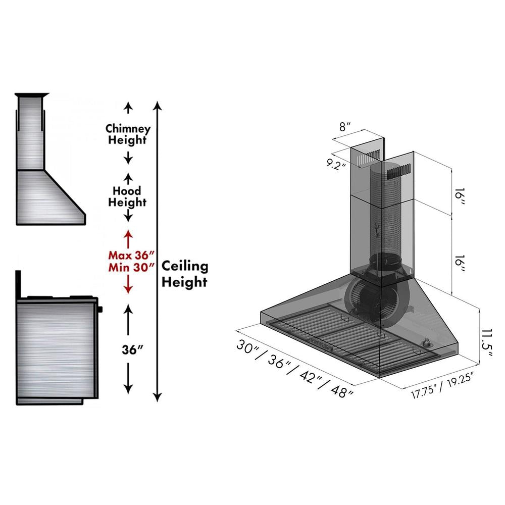 36 In. Convertible Vent Wall Mount Range Hood In Stainless Steel KL336