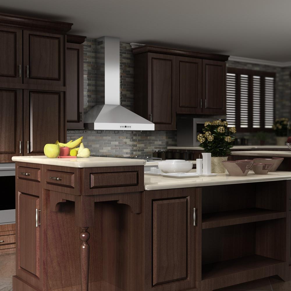 36 In. Convertible Vent Wall Mount Range Hood In Stainless Steel With Crown Molding KL3CRN36