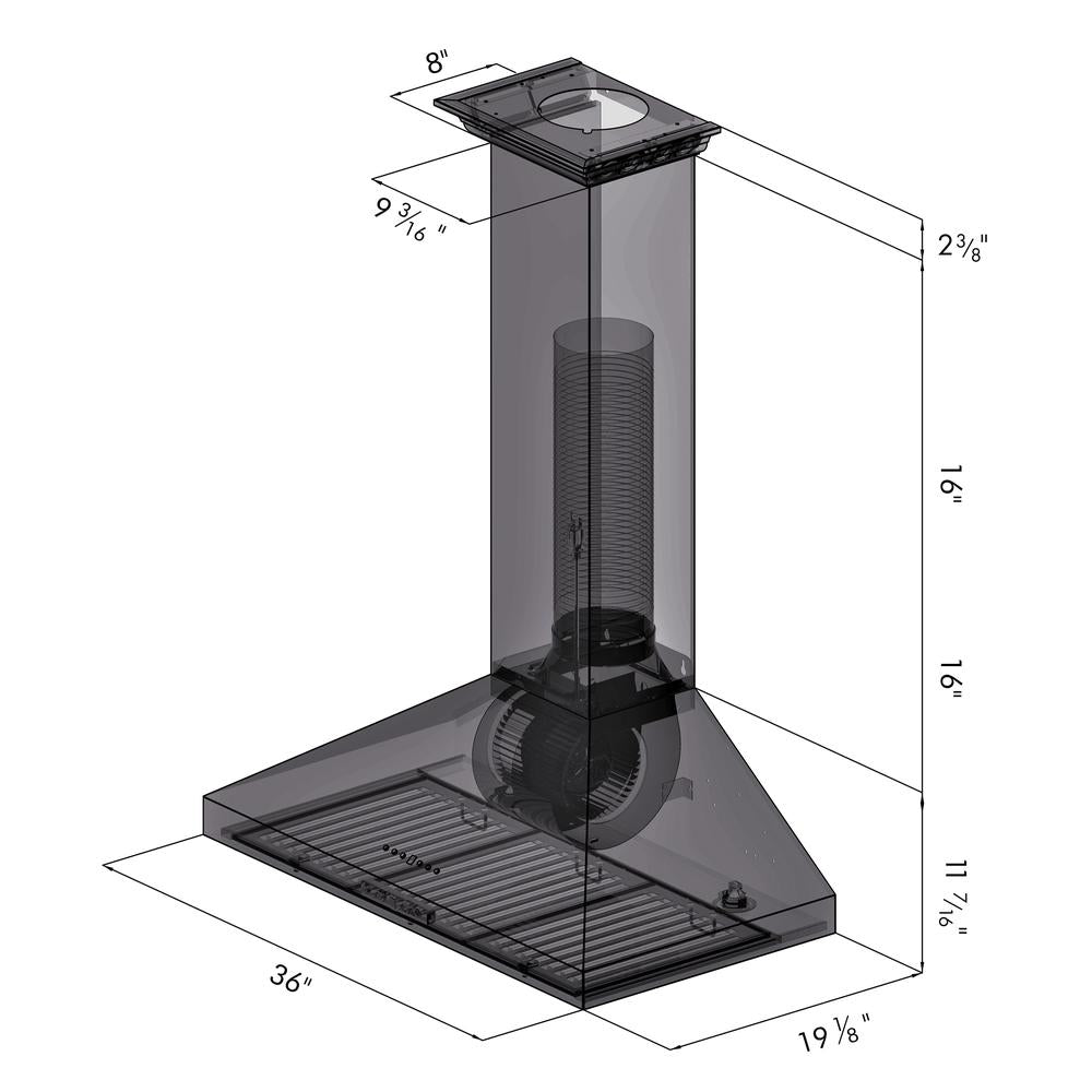 36 In. Convertible Vent Wall Mount Range Hood In Stainless Steel With Crown Molding KL3CRN36