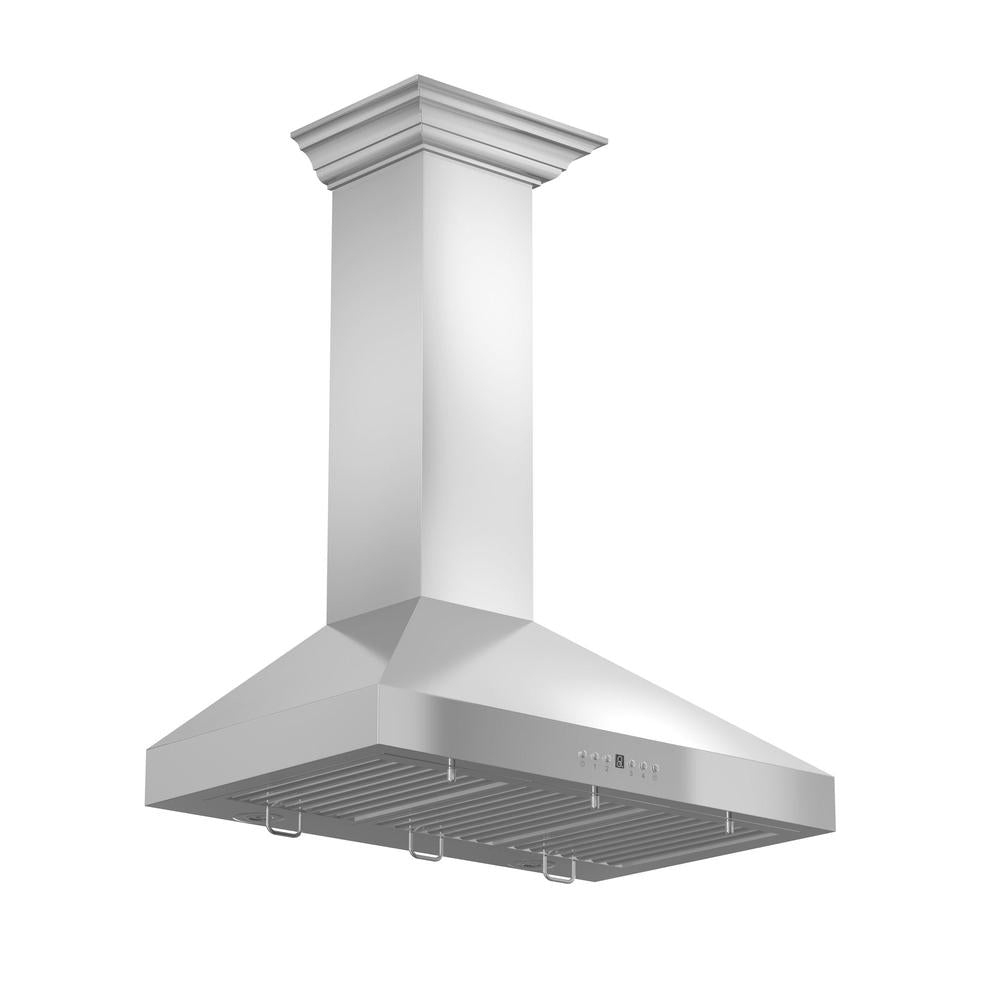 42 In. Convertible Vent Wall Mount Range Hood In Stainless Steel With Crown Molding KL3CRN42