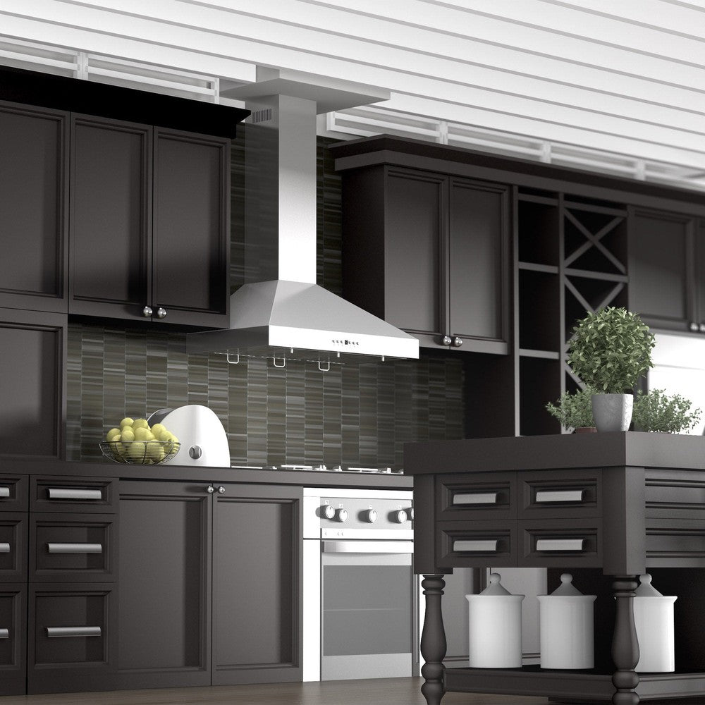 42 In. Convertible Vent Wall Mount Range Hood In Stainless Steel With Crown Molding KL3CRN42