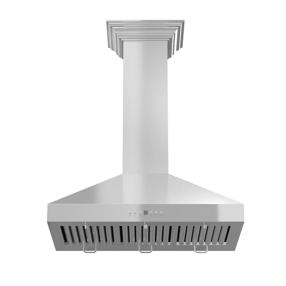48 In. Convertible Vent Wall Mount Range Hood In Stainless Steel With Crown Molding KL3CRN48