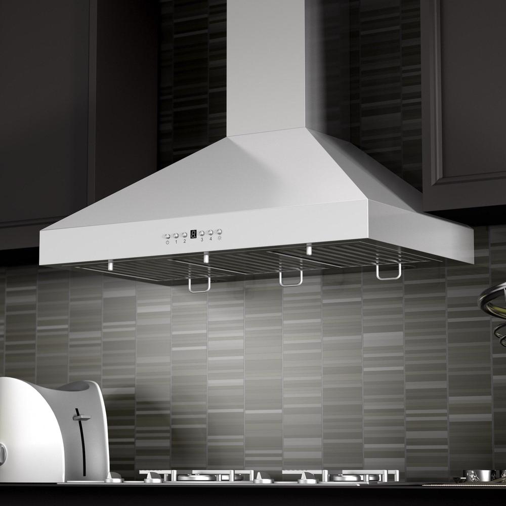48 In. Convertible Vent Wall Mount Range Hood In Stainless Steel With Crown Molding KL3CRN48