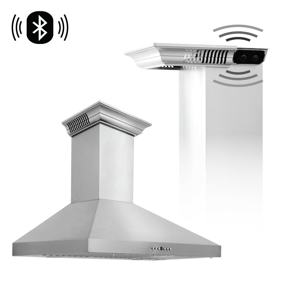 30 In. Crownsound™ Ducted Vent Wall Mount Range Hood In Stainless Steel With Built-in Bluetooth Speakers KL3CRNBT30