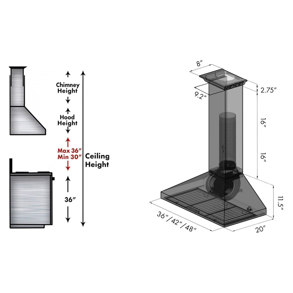 36 In. Crownsound™ Ducted Vent Wall Mount Range Hood In Stainless Steel With Built-in Bluetooth Speakers KL3CRNBT36