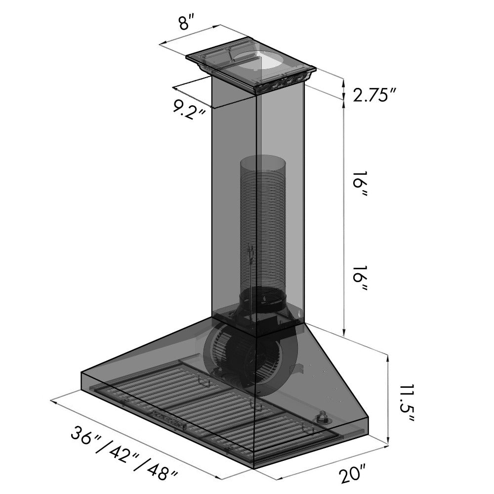 42 In. Crownsound™ Ducted Vent Wall Mount Range Hood In Stainless Steel With Built-in Bluetooth Speakers KL3CRNBT42