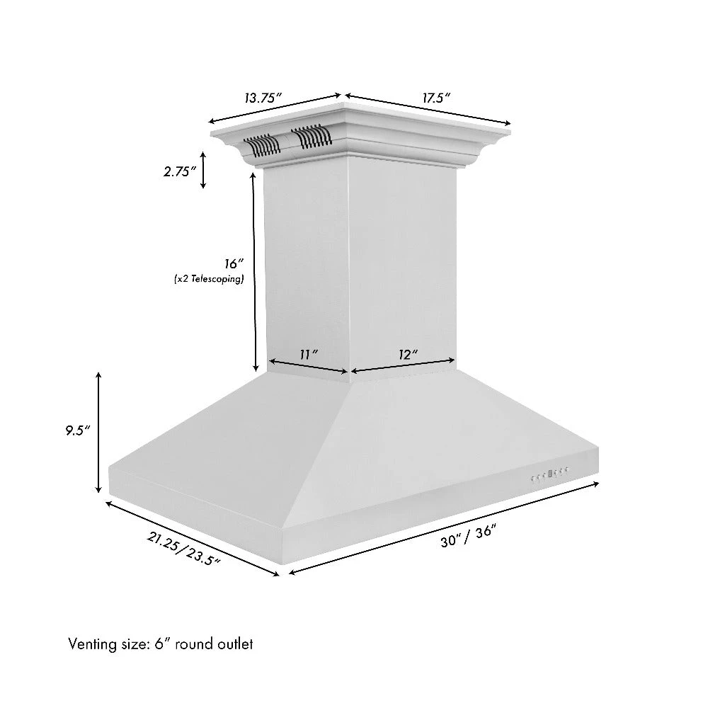 36 in. CrownSound™ Ducted Vent Island Mount Range Hood KL3ICRNBT36