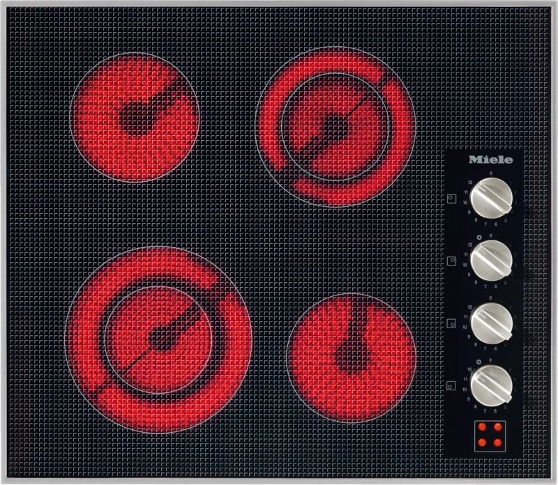 Electric cooktop with four cooking zones and direct rotary dial controls for maximum convenience. KM5621240V