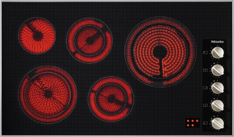 Electric cooktop with a width of 36 1/8 (915) in (mm) 36 1/8 (915) in (mm) for ultra-convenient cooking. KM5627208V
