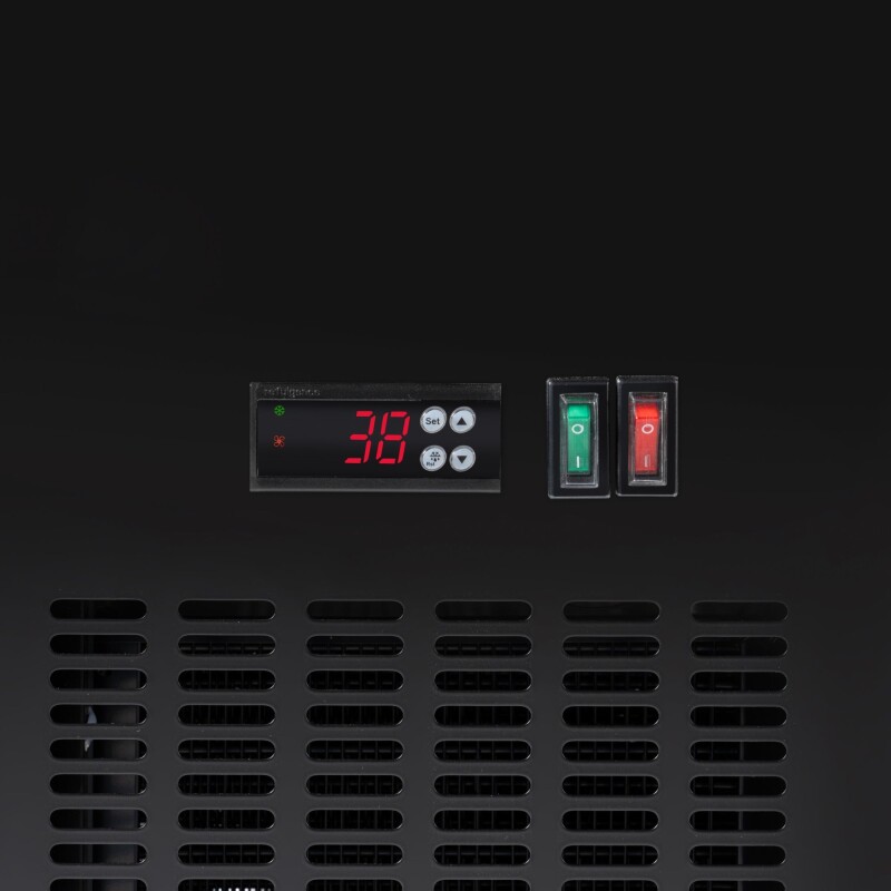 47 in. Commercial Two Glass Door Back Bar Cooler Refrigerator with Side Condenser and Compressor, LED Lighting, 11 Cu. Ft Capacity in Black KMBC2GDSCBK