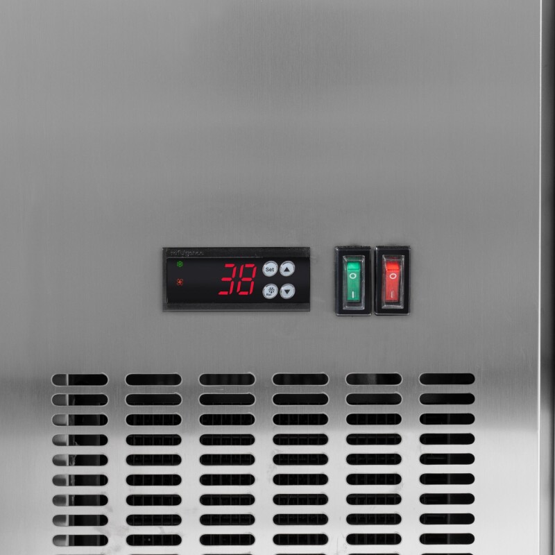 47 in. Commercial Two Glass Door Back Bar Cooler Refrigerator with Side Condenser and Compressor, LED Lighting, 11 Cu. Ft Capacity in Stainless-Steel KMBC2GDSCSS