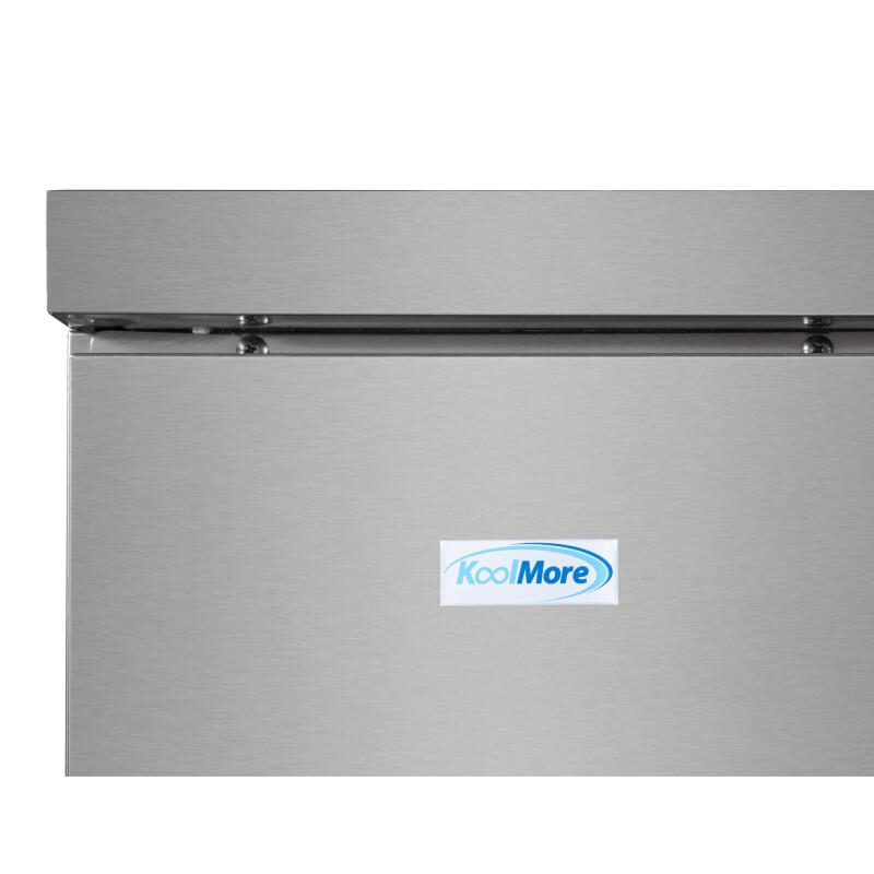 72 in. Commercial Three Glass Door Back Bar Cooler Refrigerator with Side Condenser and Compressor, LED Lighting, 18 Cu. Ft Capacity in Stainless-Steel KMBC3GDSCSS