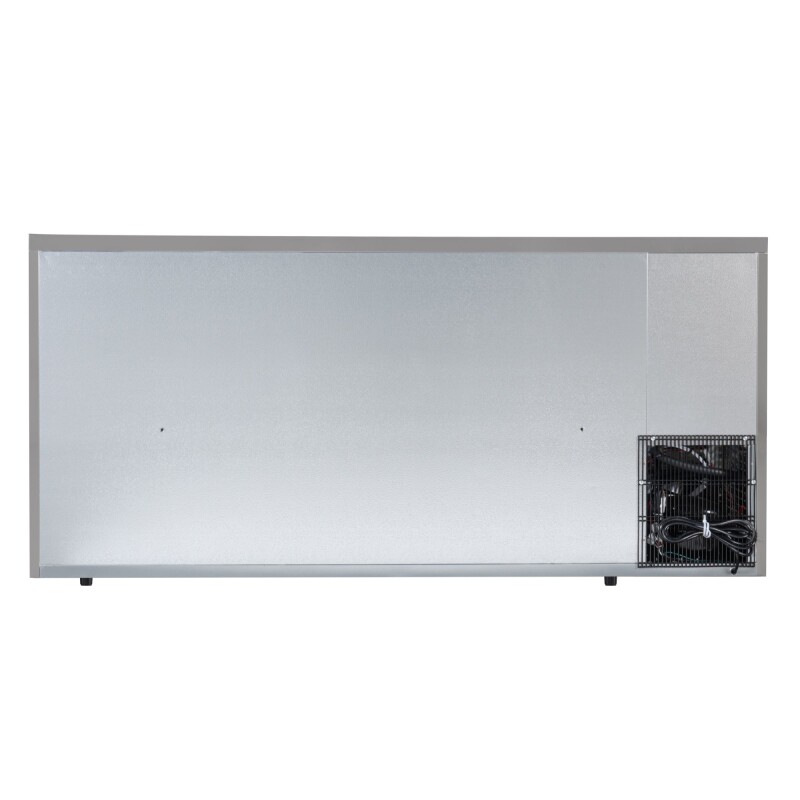 72 in. Commercial Three Glass Door Back Bar Cooler Refrigerator with Side Condenser and Compressor, LED Lighting, 18 Cu. Ft Capacity in Stainless-Steel KMBC3GDSCSS