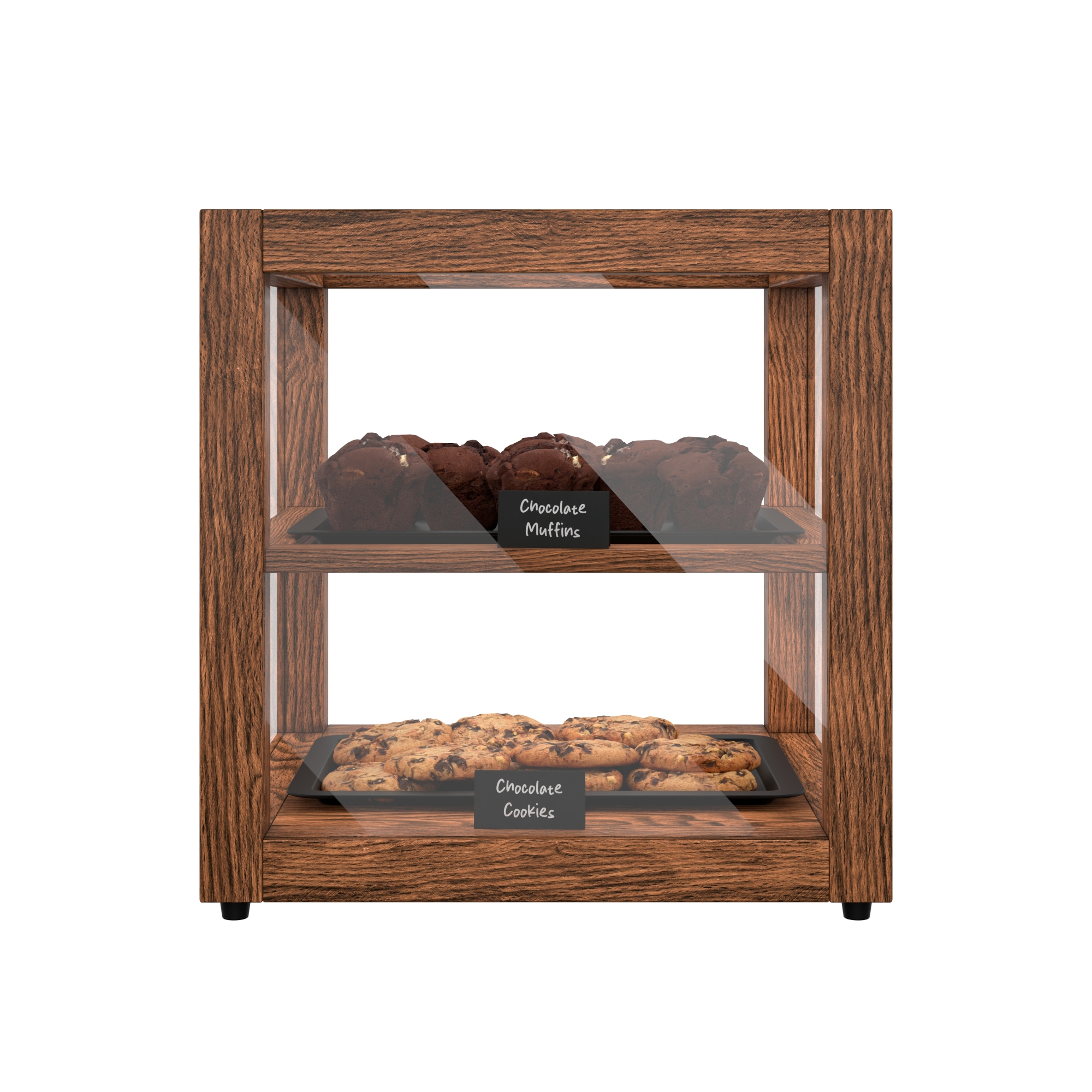 15 in. Artisan Wooden Bakery Display Square Case, 1 cu. ft., Dark Wood KMBDW15D