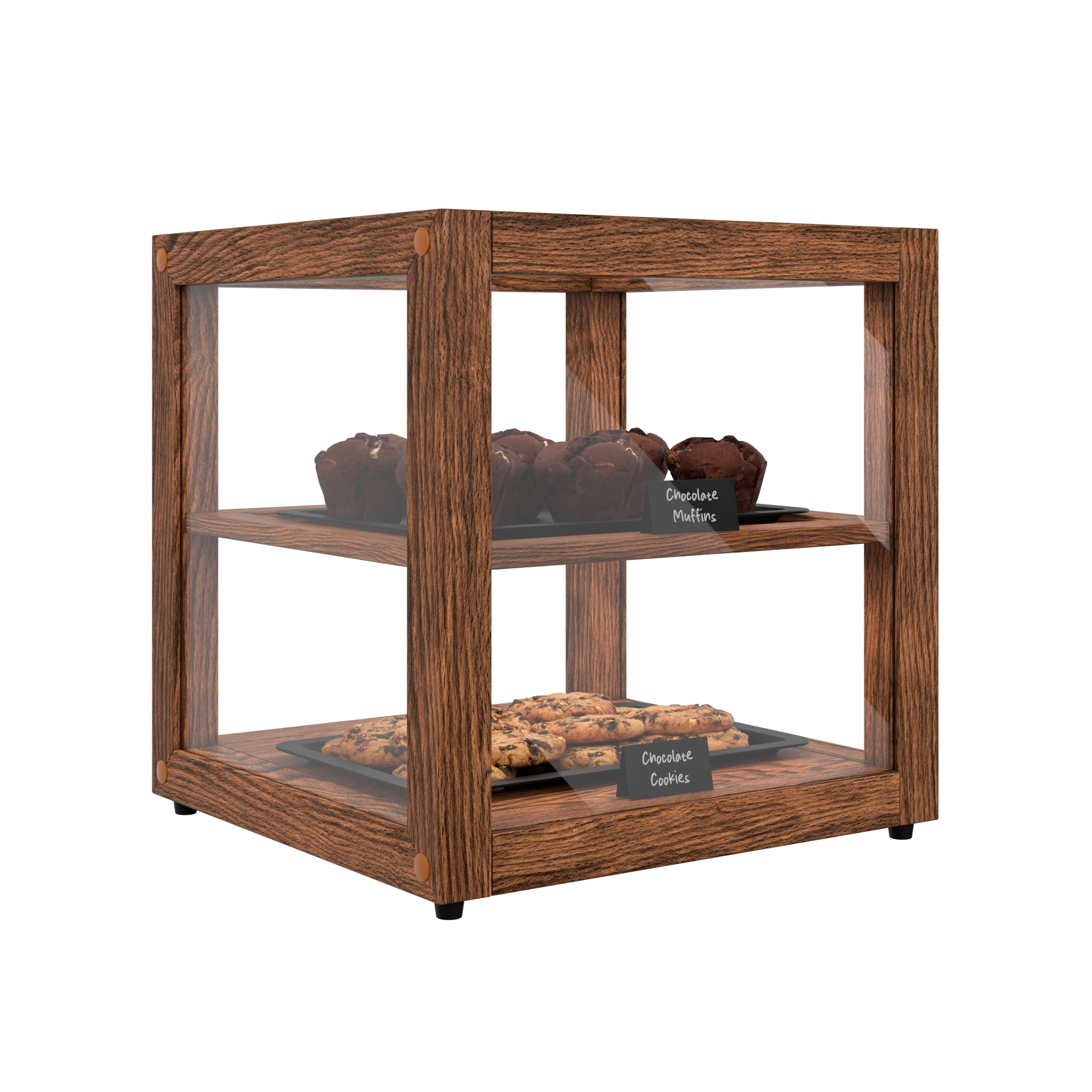 15 in. Artisan Wooden Bakery Display Square Case, 1 cu. ft., Dark Wood KMBDW15D, product image 5 of 13