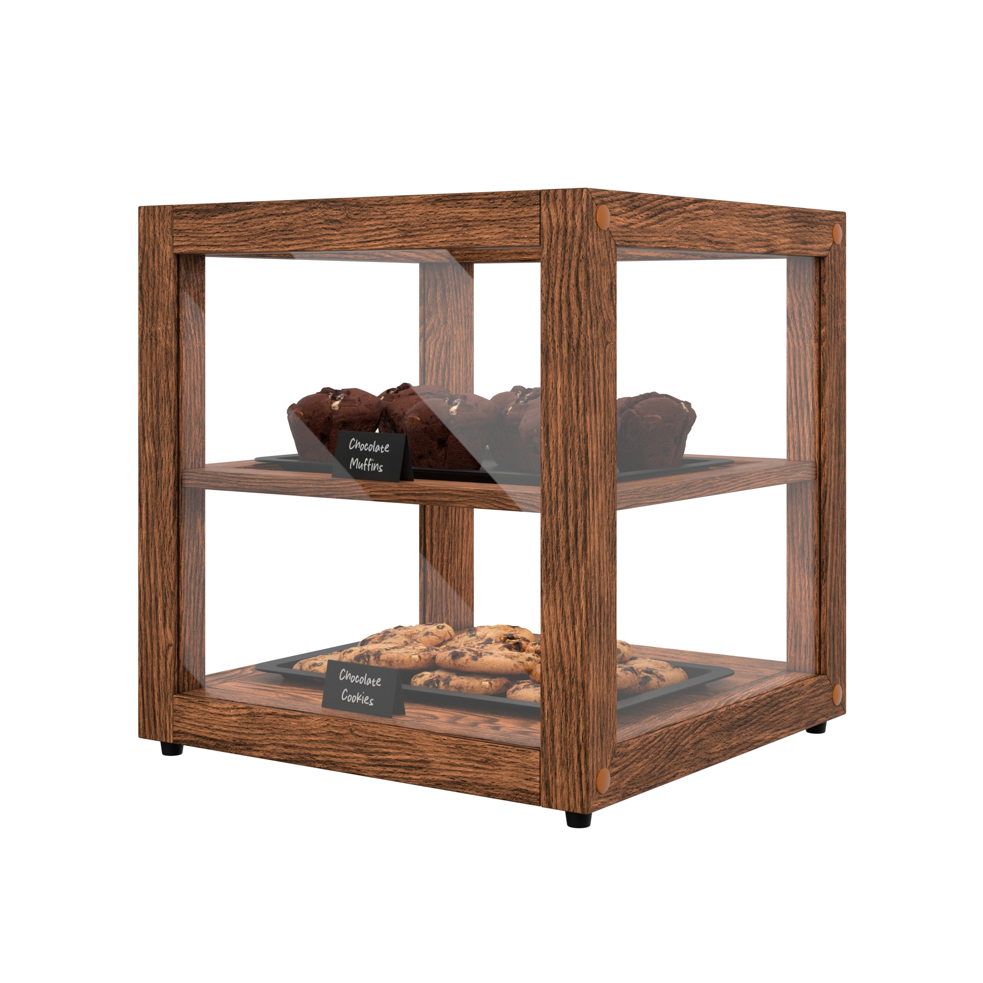 15 in. Artisan Wooden Bakery Display Square Case, 1 cu. ft., Dark Wood KMBDW15D, product image 6 of 13