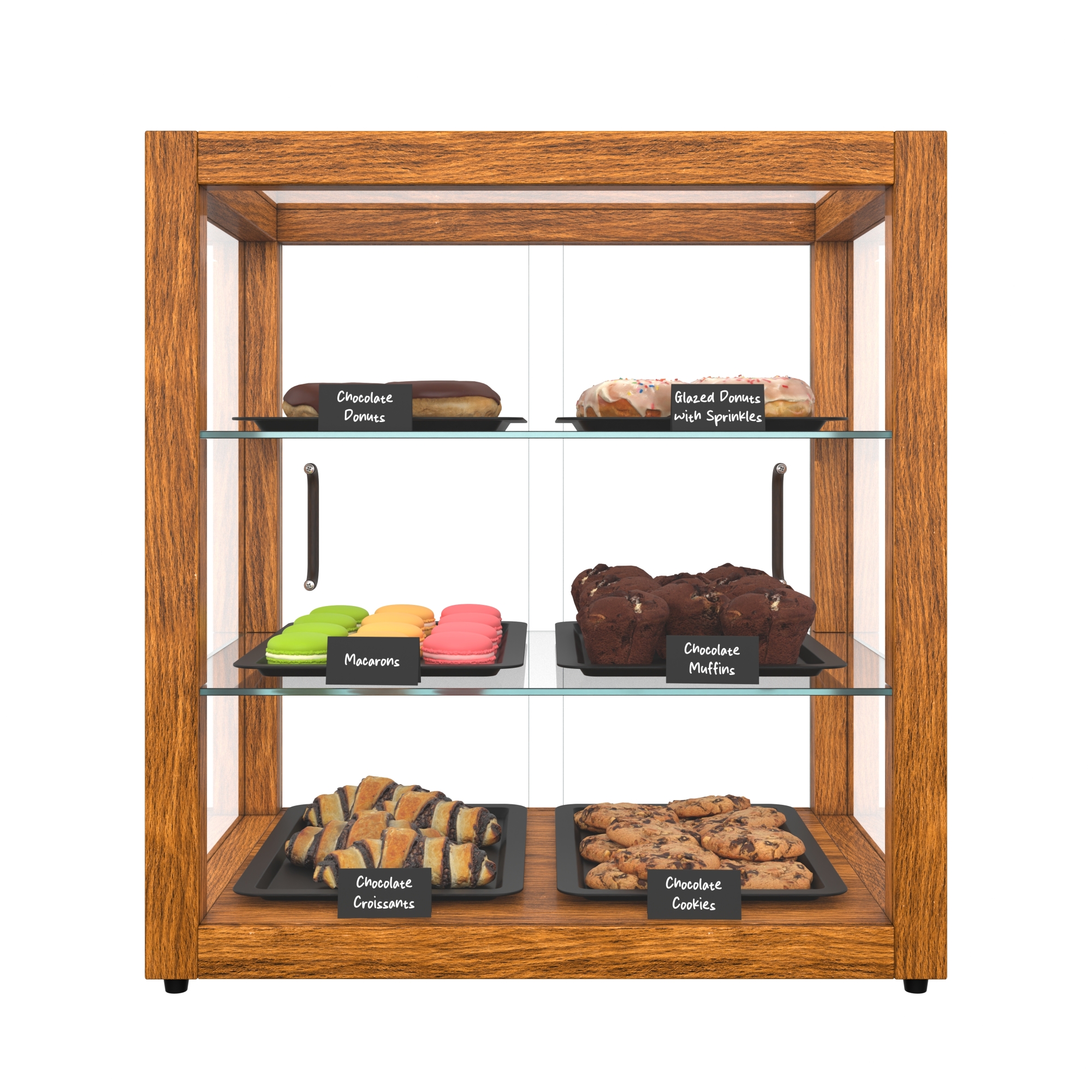 20 in. Artisan Wooden Bakery Square Display Case, 2.5 cu. ft., Light Wood, 3 Tiers KMBDW20L