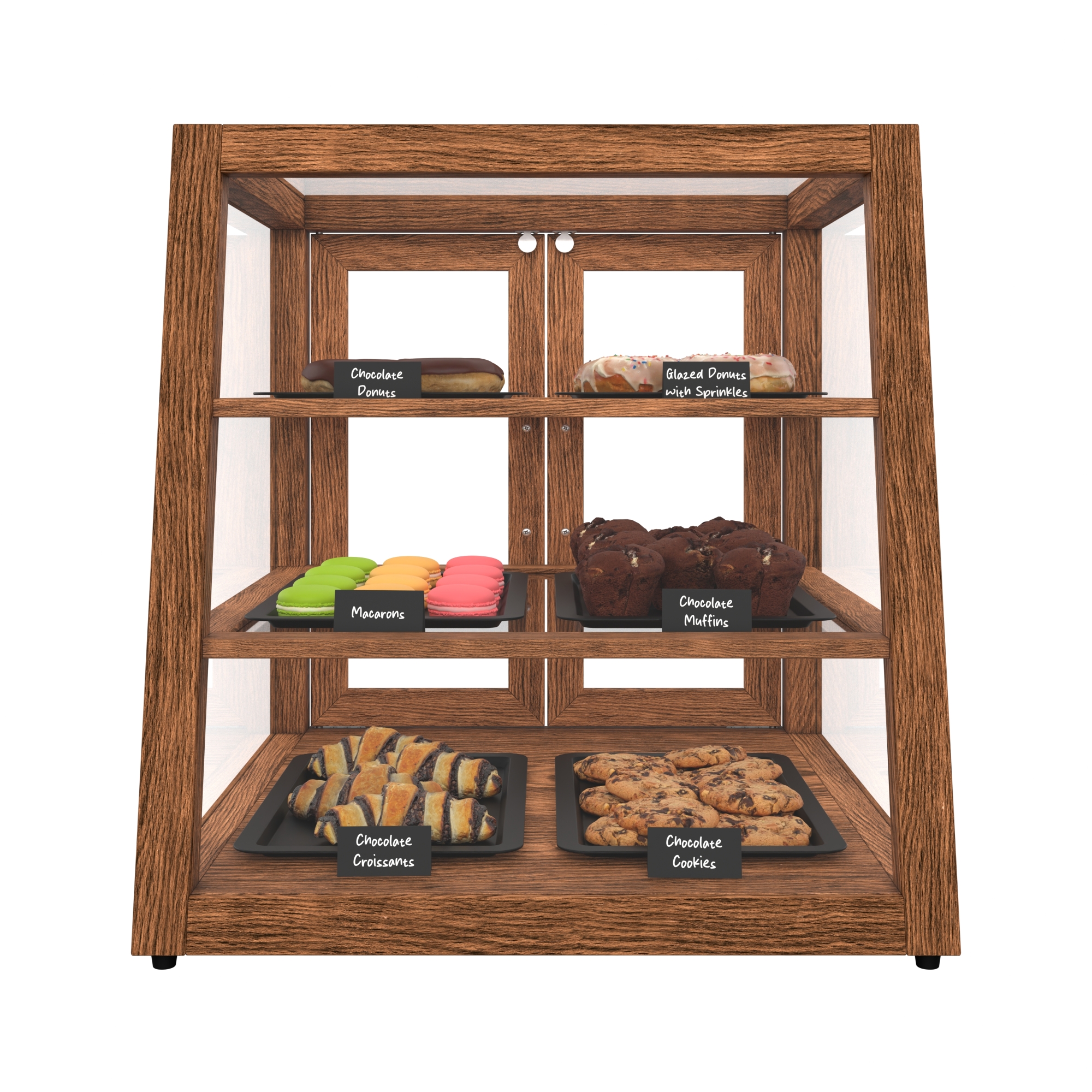21 in. Artisan Wooden Bakery Display Slanted Case, 3.5 cu. ft., Dark Wood KMBDW21SLD