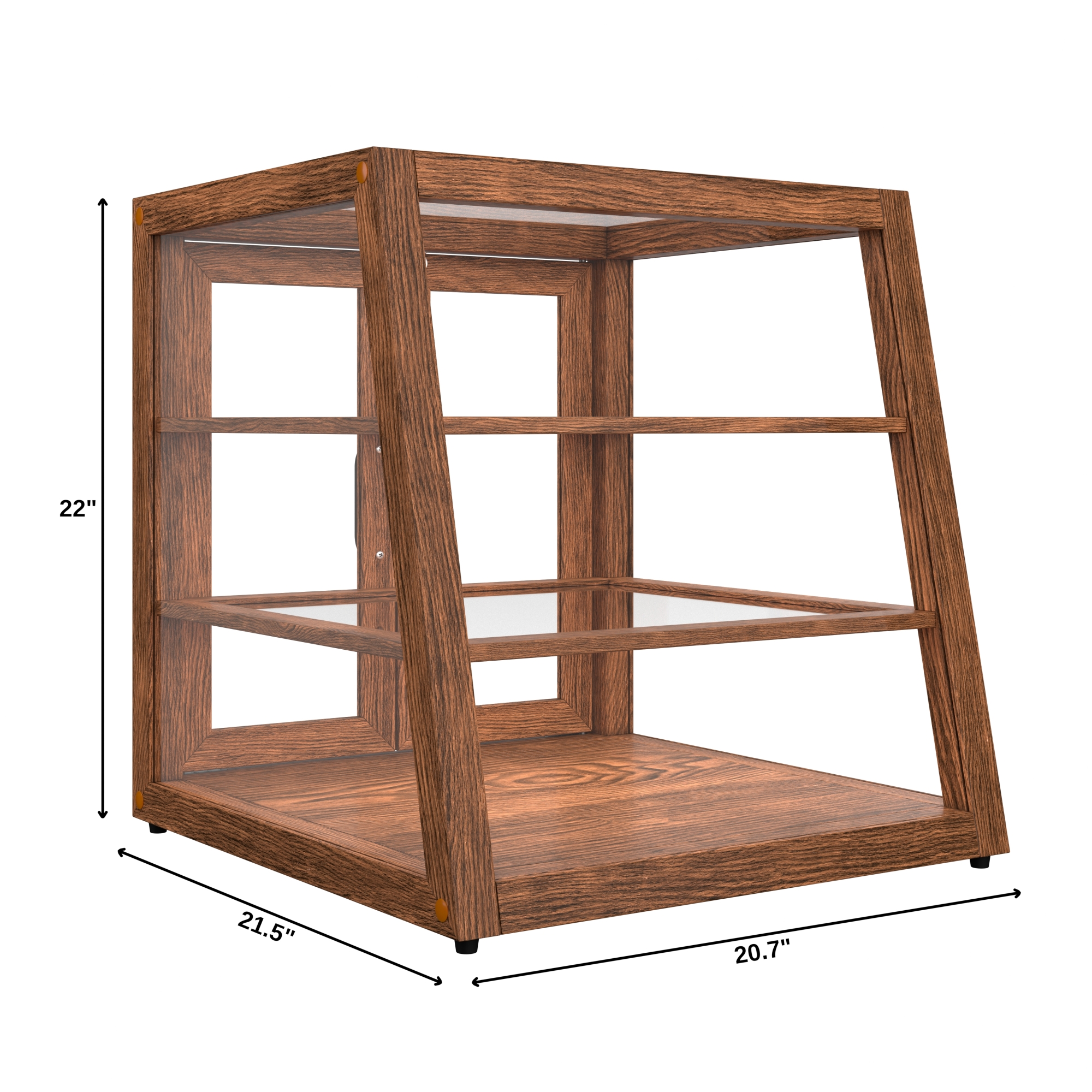 21 in. Artisan Wooden Bakery Display Slanted Case, 3.5 cu. ft., Dark Wood KMBDW21SLD, product image 2 of 13
