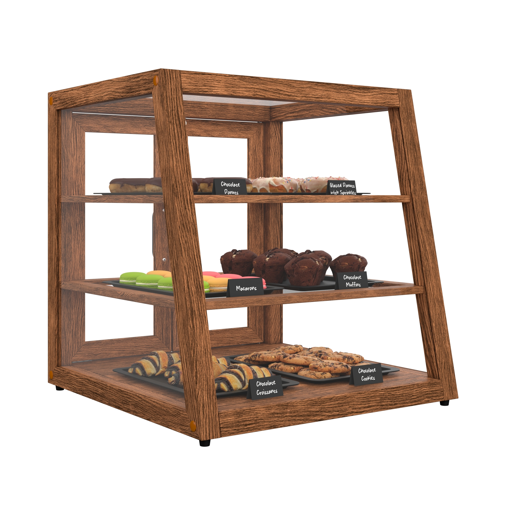 21 in. Artisan Wooden Bakery Display Slanted Case, 3.5 cu. ft., Dark Wood KMBDW21SLD, product image 5 of 13
