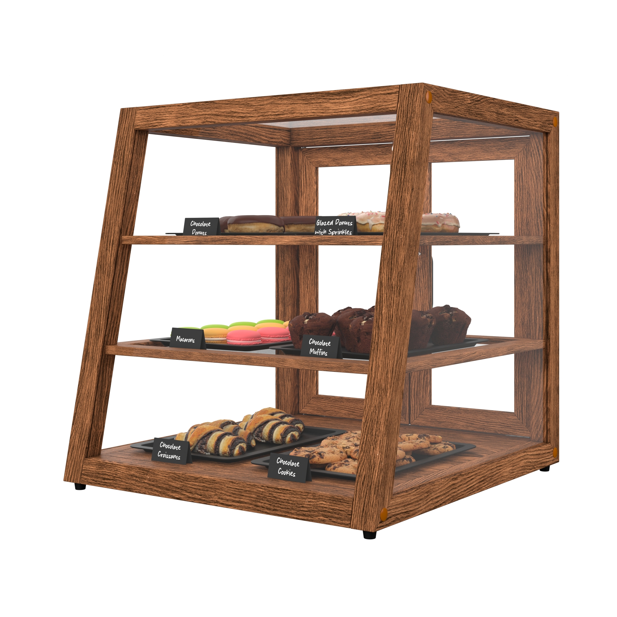 21 in. Artisan Wooden Bakery Display Slanted Case, 3.5 cu. ft., Dark Wood KMBDW21SLD, product image 6 of 13