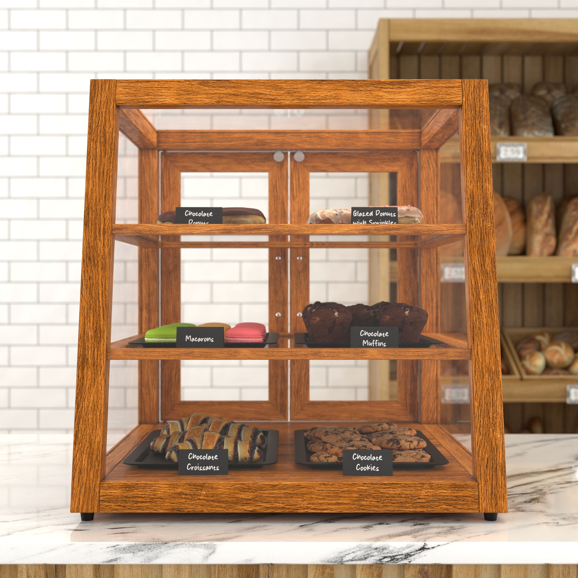 21 in. Artisan Wooden Bakery Display Slanted Case, 3.5 cu. ft., Light Wood KMBDW21SLL, product image 3 of 13