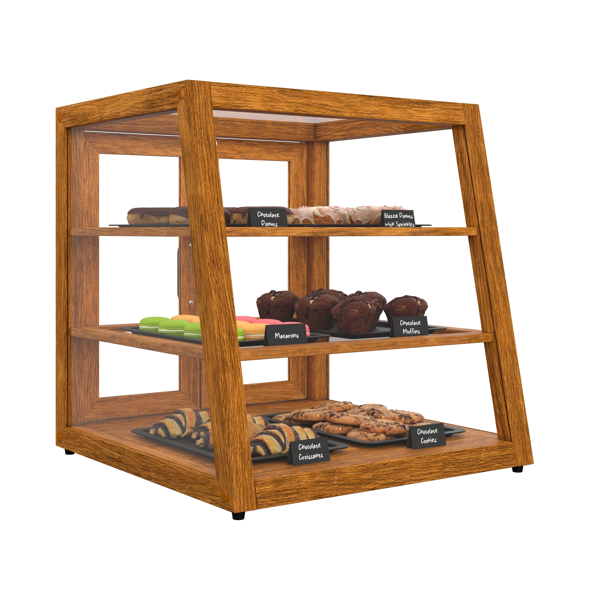 21 in. Artisan Wooden Bakery Display Slanted Case, 3.5 cu. ft., Light Wood KMBDW21SLL, product image 5 of 13