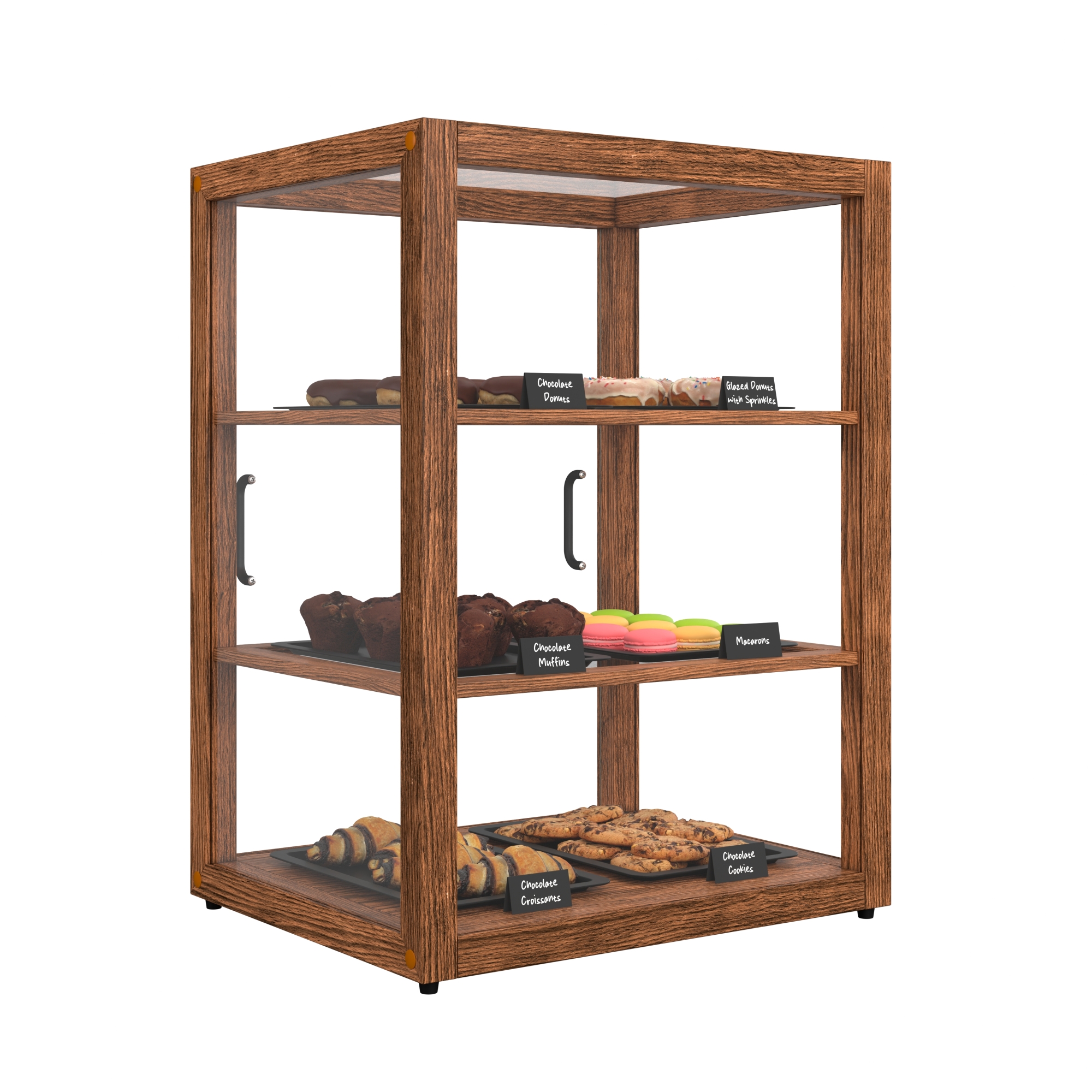 21 in. Artisan Wooden Bakery Display Upright Case, 3.5 cu. ft., Dark Wood KMBDW25D, product image 5 of 13