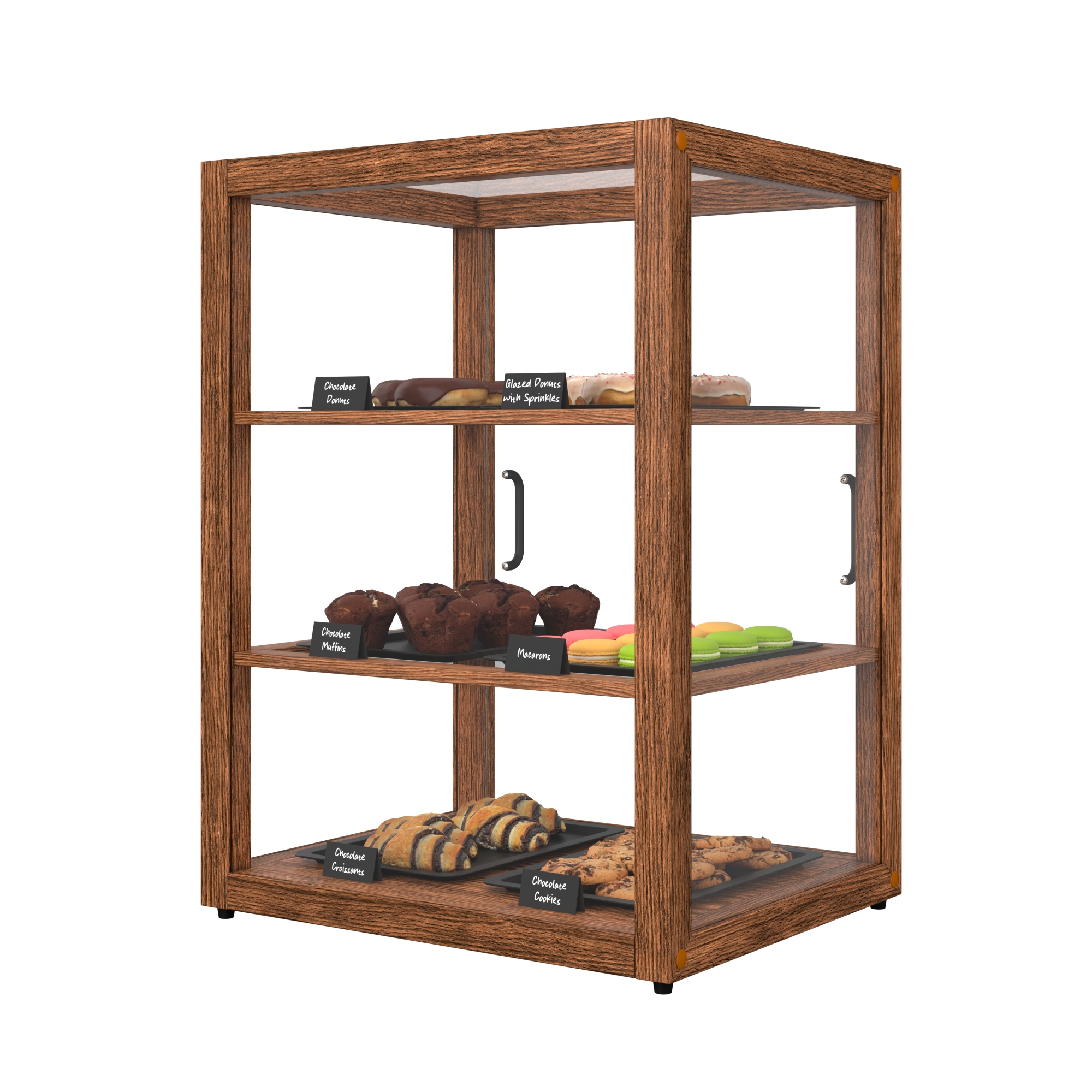 21 in. Artisan Wooden Bakery Display Upright Case, 3.5 cu. ft., Dark Wood KMBDW25D, product image 6 of 13