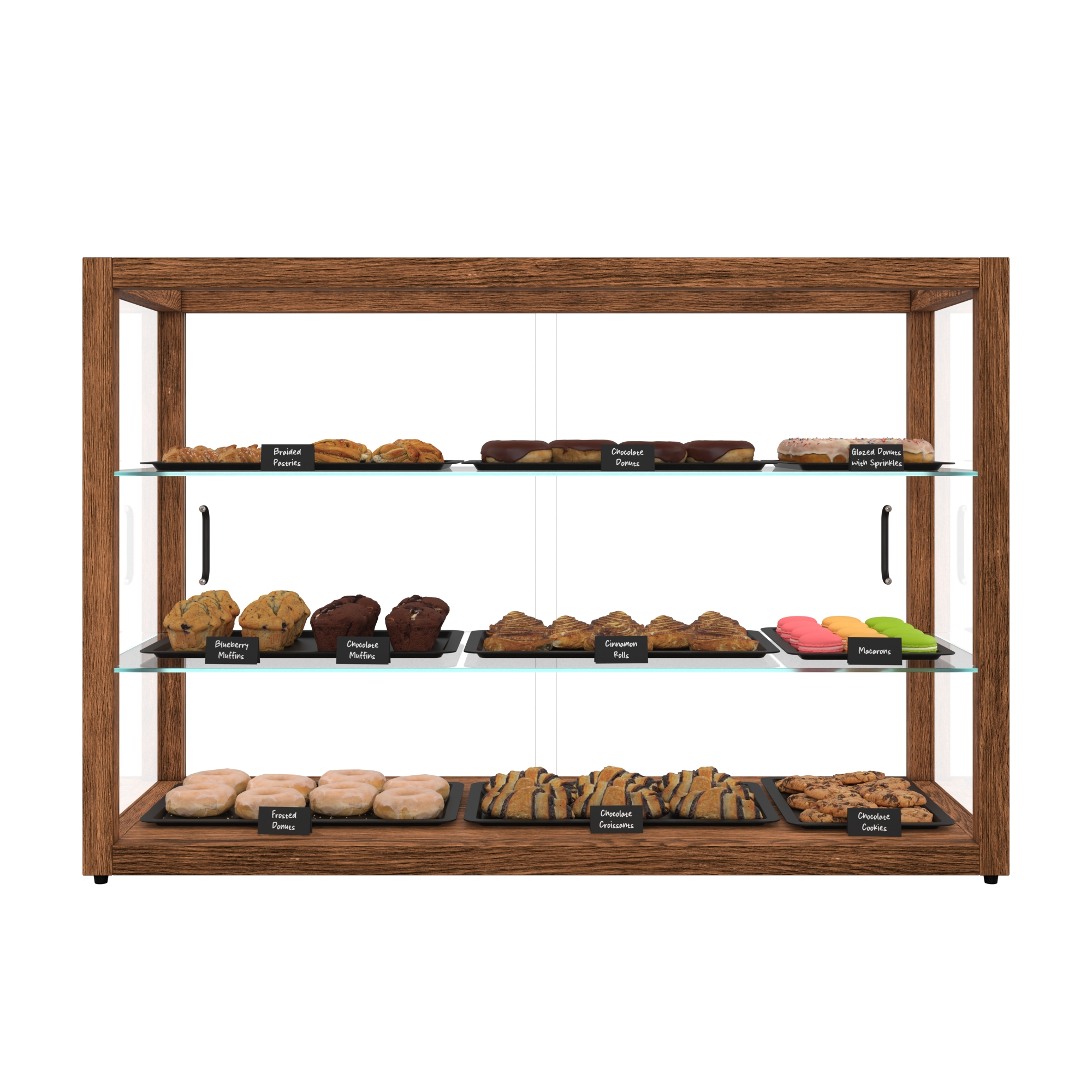 42 in. Artisan Wooden Bakery Display Horizontal Case, 8 cu. ft., Dark Wood KMBDW42D